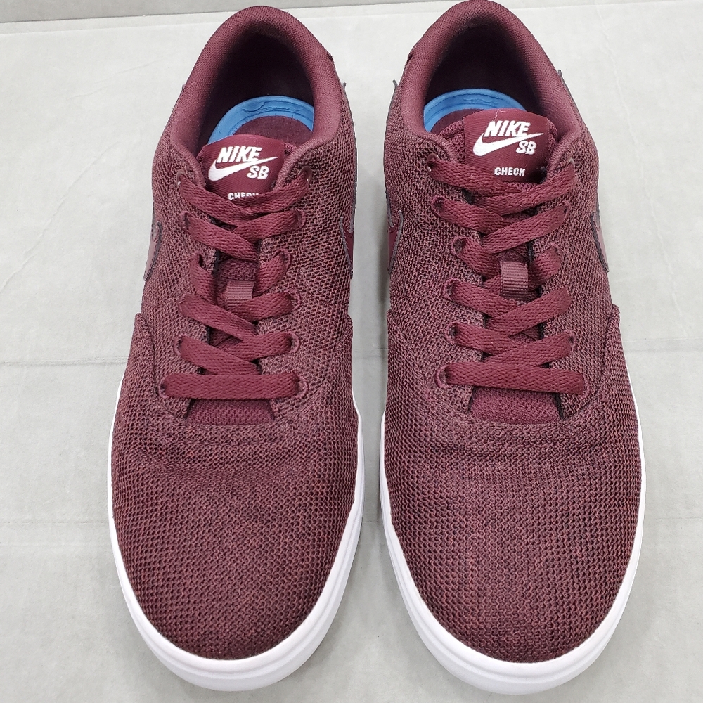 Nike SB Check sneakers women's size 9 burgundy knit fabric SolarSoft insole - Picture 3 of 15